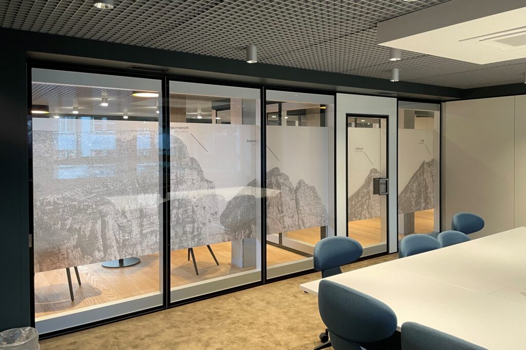 Custom graphic applications on Luminous Stella Glass Walls